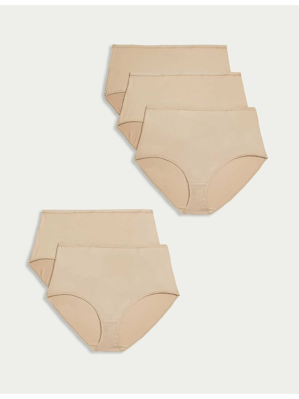 Marks & Spencer Kalhotky do pasu z mikrovlákna, bez viditelného lemu, 5 kusů v balení Marks & Spencer béžová