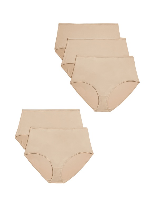 Marks & Spencer Kalhotky do pasu z mikrovlákna, bez viditelného lemu, 5 kusů v balení Marks & Spencer béžová