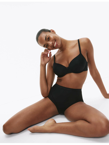 Marks & Spencer Lehce stahující kalhotky bez viditelného lemu s vysokým pasem, 2 ks v balení Marks & Spencer černá