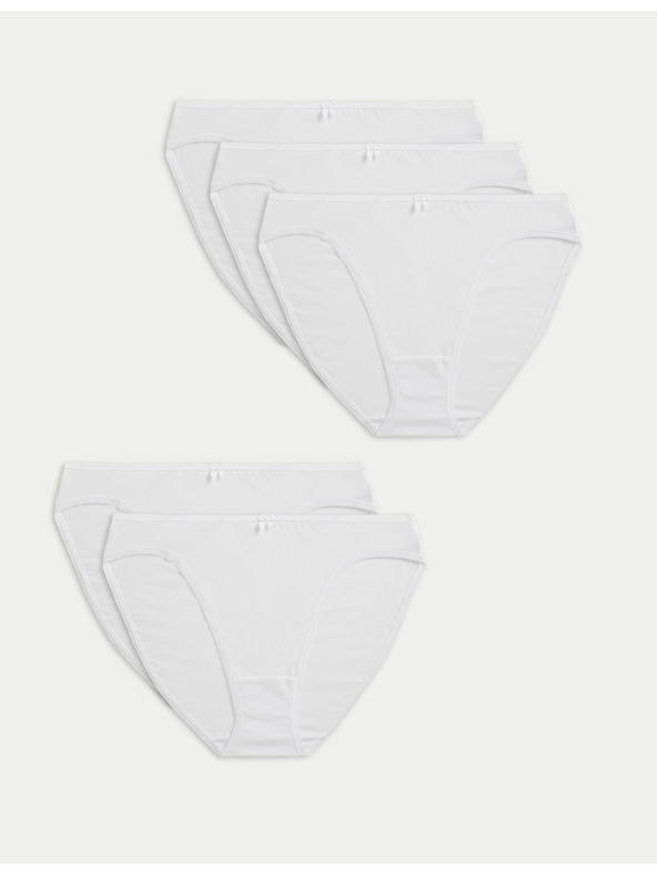 Marks & Spencer Vysoce střižené kalhotky z bavlny a lycry®, 5 ks v balení Marks & Spencer bílá