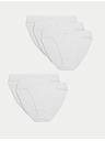 Marks & Spencer Vysoce střižené kalhotky z bavlny a lycry®, 5 ks v balení Marks & Spencer bílá
