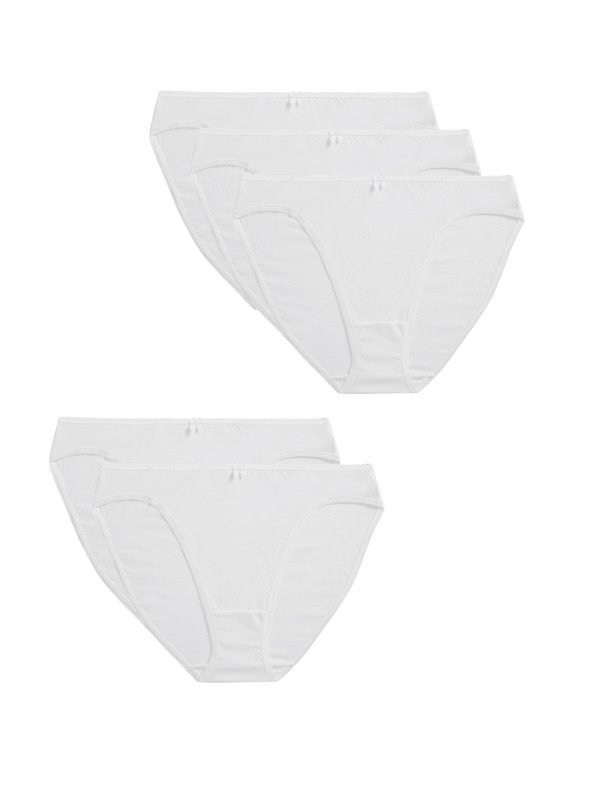 Marks & Spencer Vysoce střižené kalhotky z bavlny a lycry®, 5 ks v balení Marks & Spencer bílá