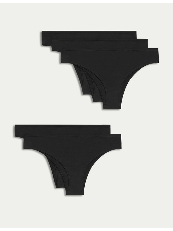 Marks & Spencer Brazilské kalhotky z modalu, bez viditelných lemů, 5 ks v balení Marks & Spencer černá