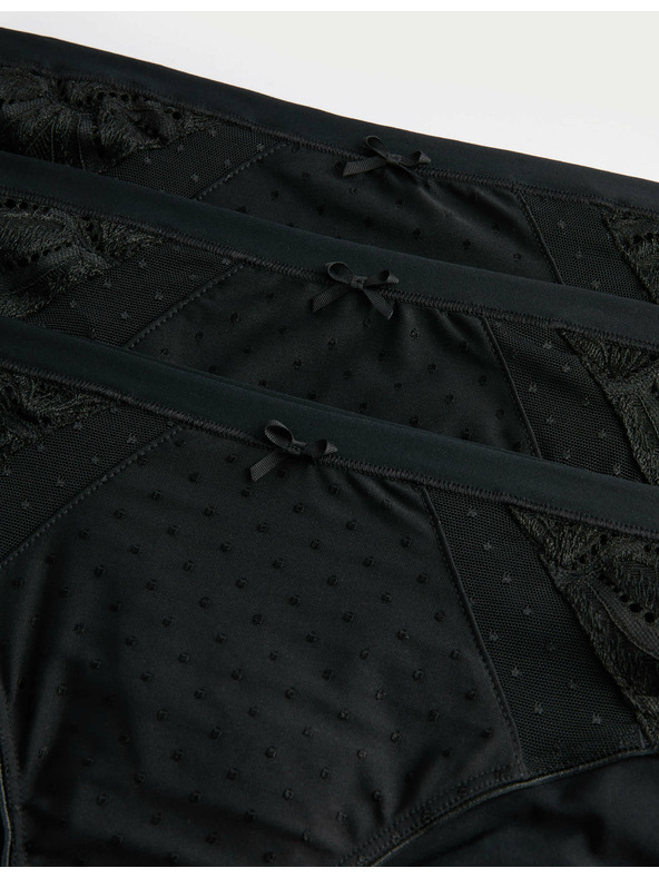 Marks & Spencer Bikinové kalhotky Amelia s krajkou, 3 ks v balení Marks & Spencer černá