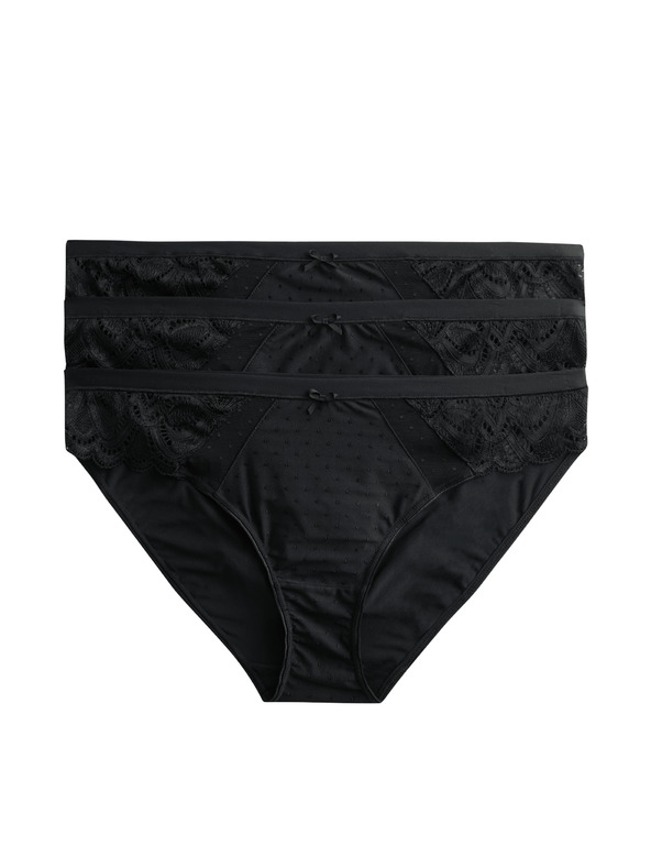 Marks & Spencer Bikinové kalhotky Amelia s krajkou, 3 ks v balení Marks & Spencer černá