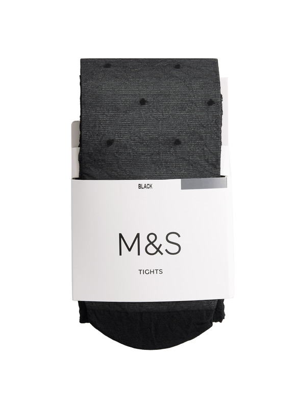 Marks & Spencer Černé dámské průsvitné puntíkované punčochové kalhoty Marks & Spencer 20 DEN