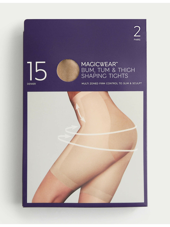 Marks & Spencer Sada dvou párů dámských průsvitných punčochových kalhot v béžové barvě 15 DEN Marks & Spencer Magicwear™