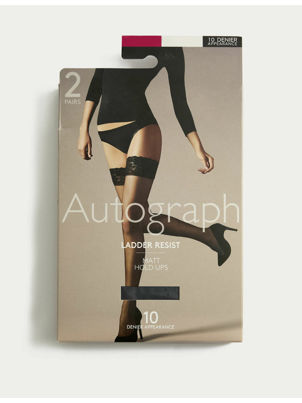 Marks & Spencer Sada dvou párů dámských matných samodržících punčoch v černé barvě 10 DEN Marks & Spencer