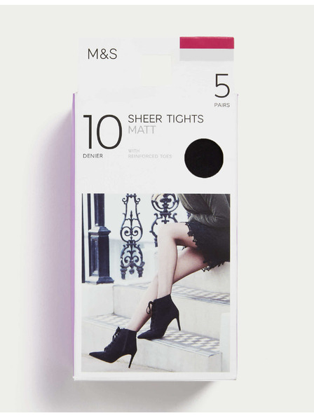 Marks & Spencer Sada pěti černých dámských punčochových kalhot Marks & Spencer 10 DEN