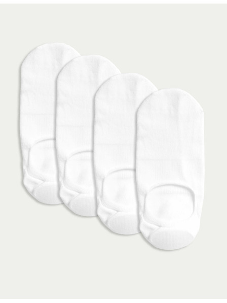 Marks & Spencer Bavlněné nízké ponožky Trainer liner, sada 4 párů Marks & Spencer bílá