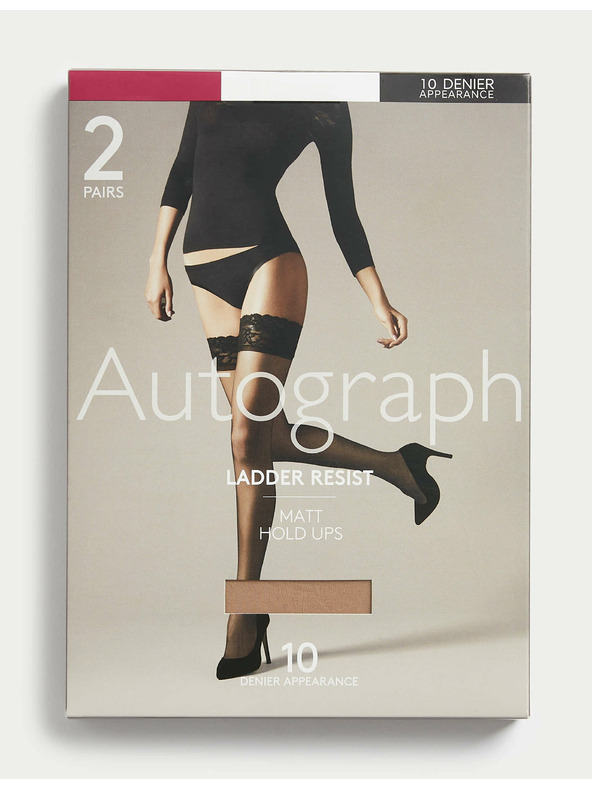 Marks & Spencer Sada dvou párů dámských matných samodržících punčoch v tělové barvě 10 DEN Marks & Spencer