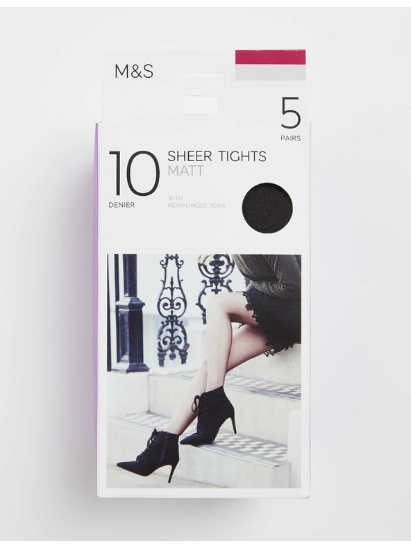 Marks & Spencer Tmavě šedé dámské punčochy 10 DEN, 5 párů v balení Marks & Spencer