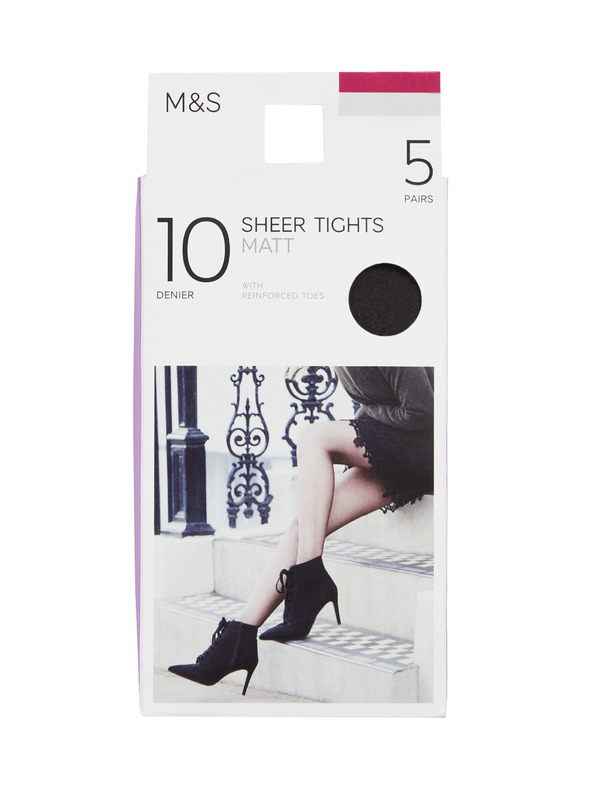 Marks & Spencer Tmavě šedé dámské punčochy 10 DEN, 5 párů v balení Marks & Spencer