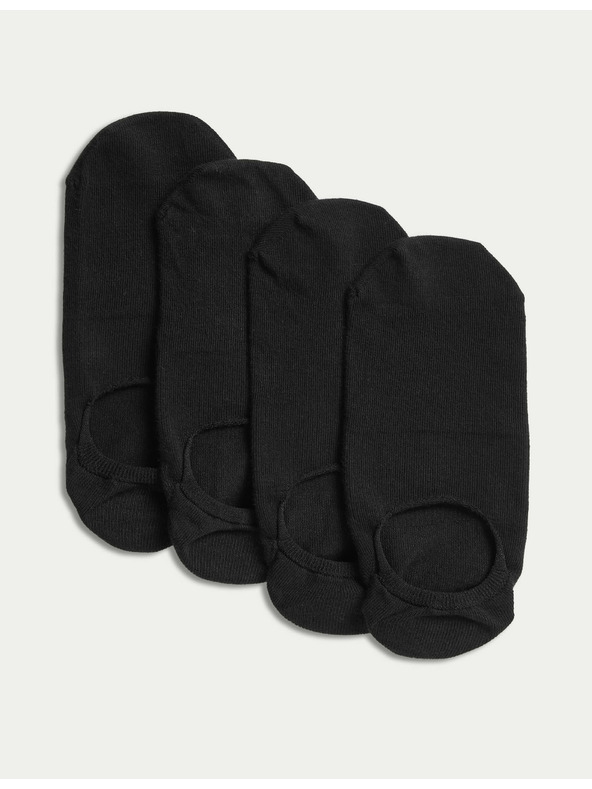 Marks & Spencer Sada čtyř párů černých dámských nízkých ponožek Marks & Spencer Trainer liner