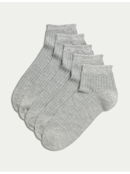 Marks & Spencer 5 párů bezešvých kotníkových ponožek Marks & Spencer šedá