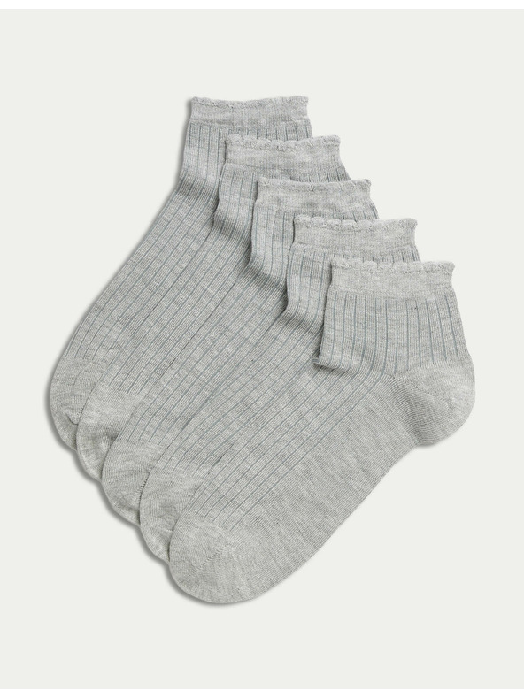 Marks & Spencer 5 párů bezešvých kotníkových ponožek Marks & Spencer šedá