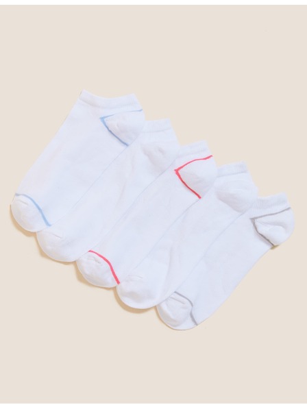 Marks & Spencer Sada pěti párů bílých dámských ponožek Marks & Spencer