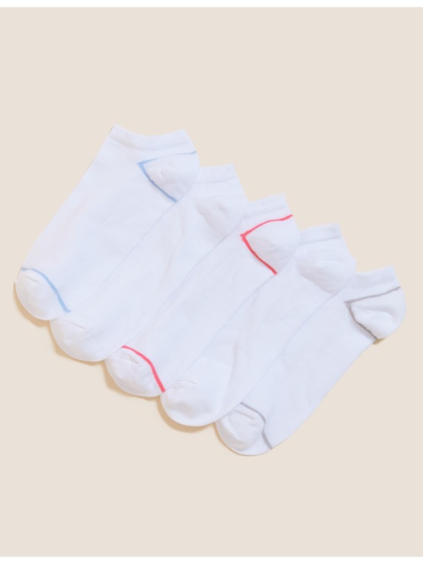 Marks & Spencer Sada pěti párů bílých dámských ponožek Marks & Spencer