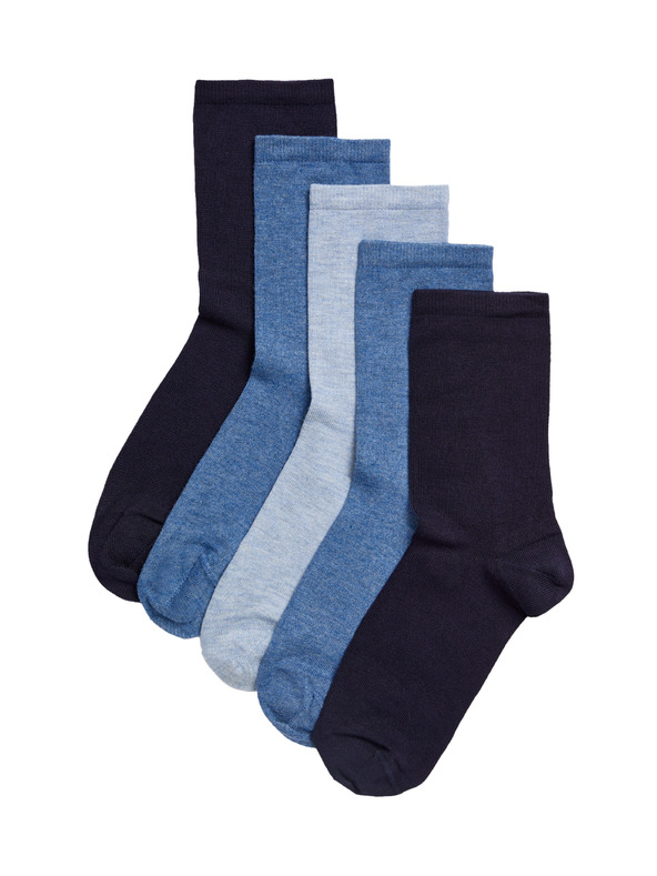 Marks & Spencer Sada pěti párů dámských ponožek v modré barvě  Marks & Spencer