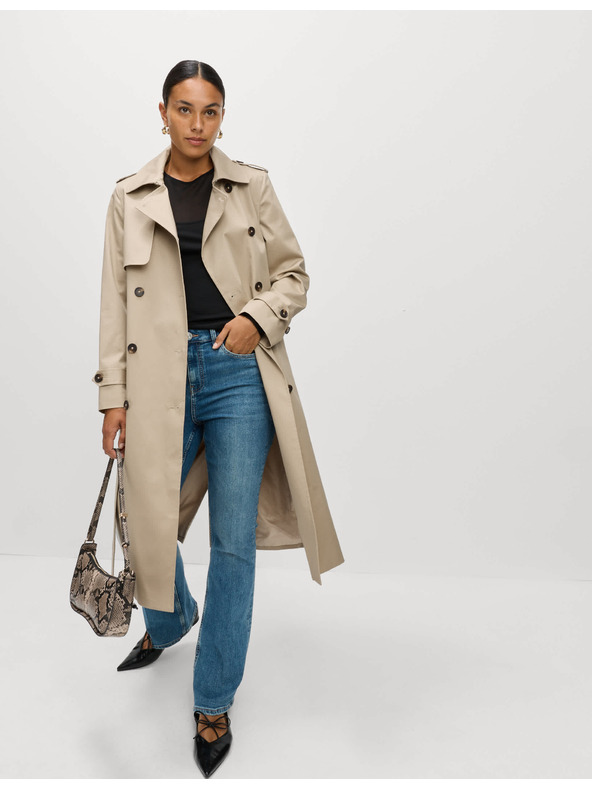 Marks & Spencer Béžový dámský dlouhý trenčkot s páskem Marks & Spencer