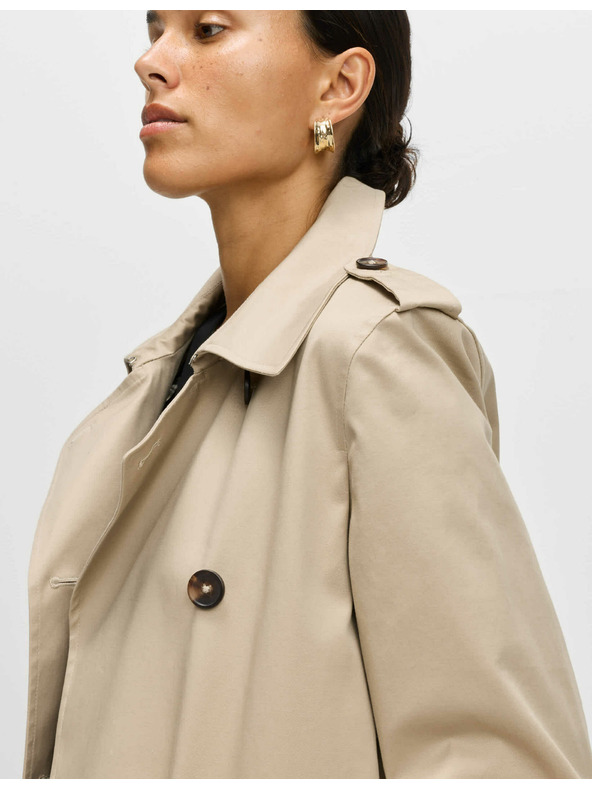 Marks & Spencer Béžový dámský dlouhý trenčkot s páskem Marks & Spencer