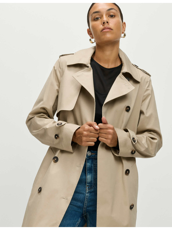 Marks & Spencer Béžový dámský dlouhý trenčkot s páskem Marks & Spencer