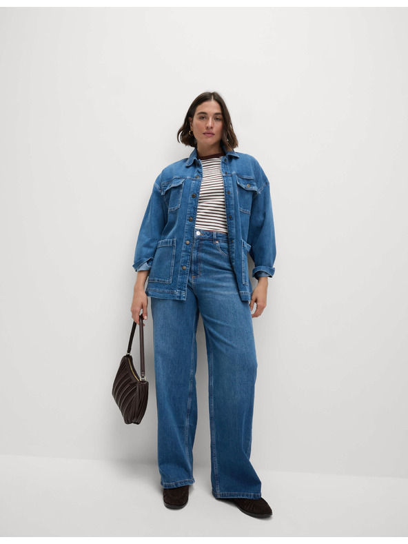 Marks & Spencer Modré dámské široké džíny s vysokým pasem Marks & Spencer