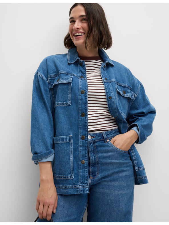 Marks & Spencer Modré dámské široké džíny s vysokým pasem Marks & Spencer