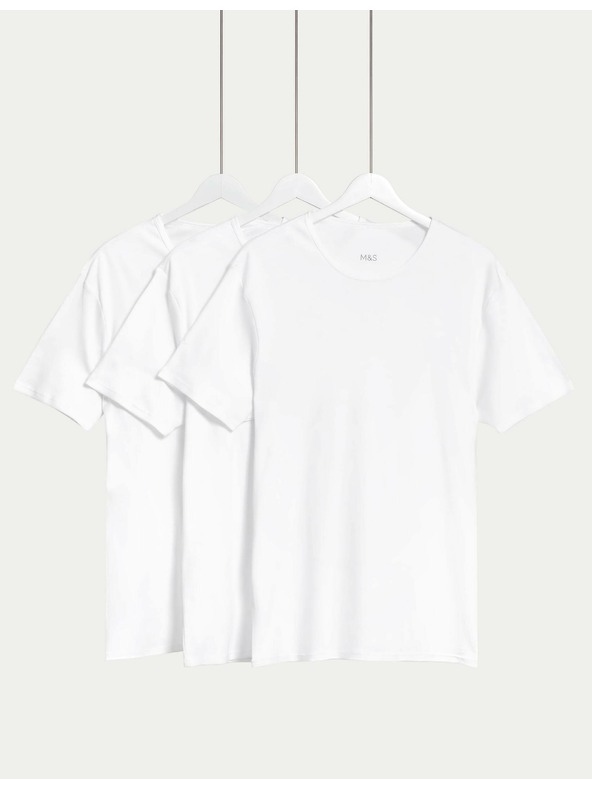 Marks & Spencer Sada tří bílých pánských triček Marks & Spencer