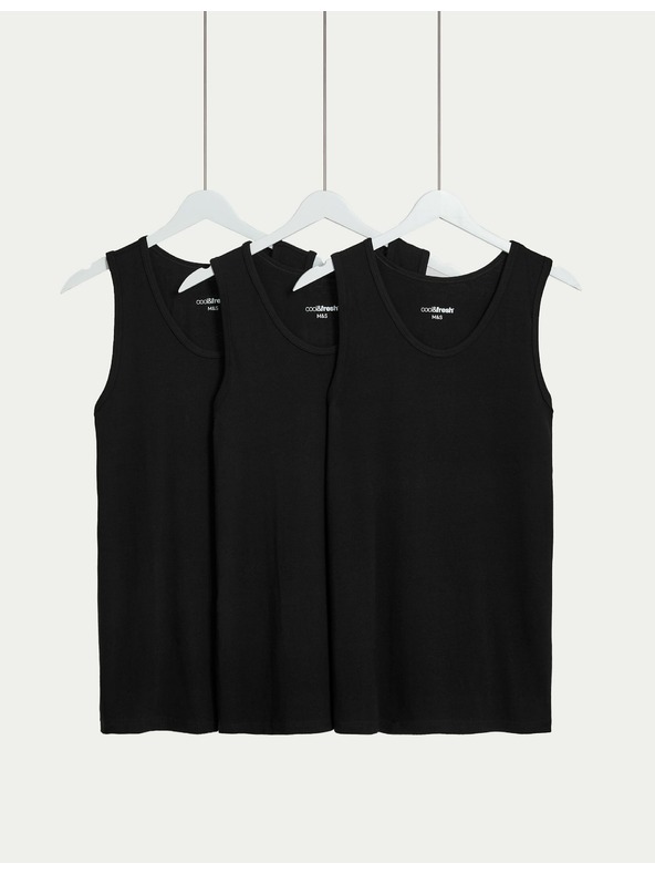 Marks & Spencer Sada tří pánských basic tílek v černé barvě s technologií Cool & Fresh™ Marks & Spencer