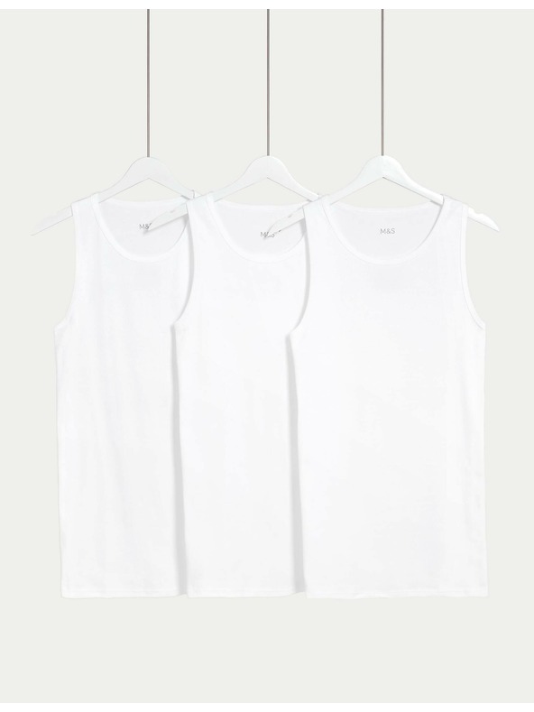 Marks & Spencer Sada tří bílých pánských tílek Marks & Spencer