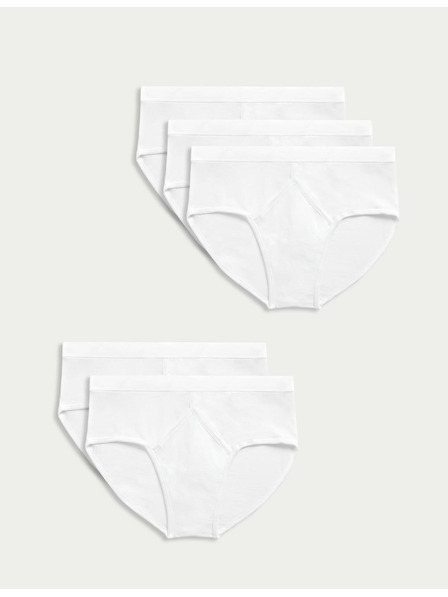 Marks & Spencer Sada pěti pánských slipů v bílé barvě  Marks & Spencer