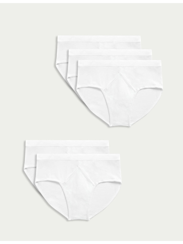 Marks & Spencer Sada pěti pánských slipů v bílé barvě  Marks & Spencer