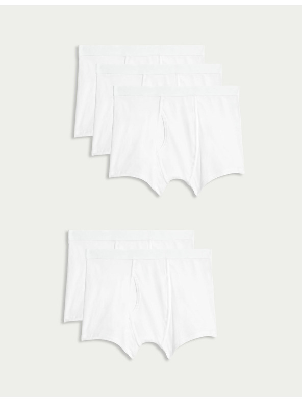 Marks & Spencer Strečové bavlněné trenky s technologií Cool & Fresh™, 5 ks Marks & Spencer bílá