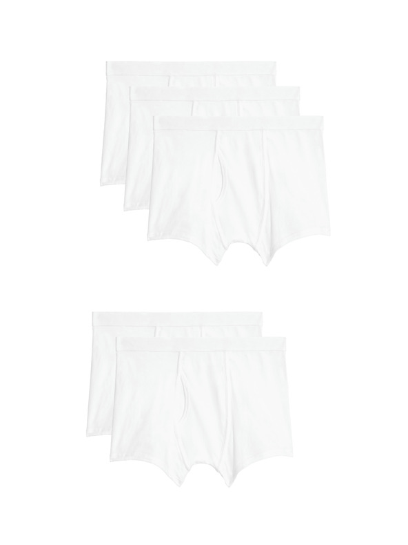 Marks & Spencer Strečové bavlněné trenky s technologií Cool & Fresh™, 5 ks Marks & Spencer bílá