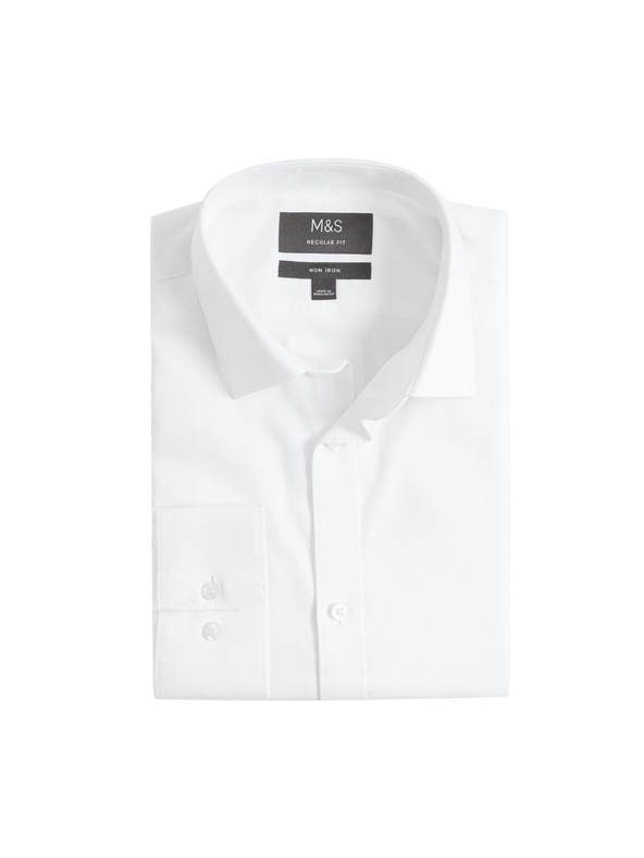 Marks & Spencer Texturovaná košile normálního střihu z čisté bavlny s nežehlivou úpravou Marks & Spencer bílá