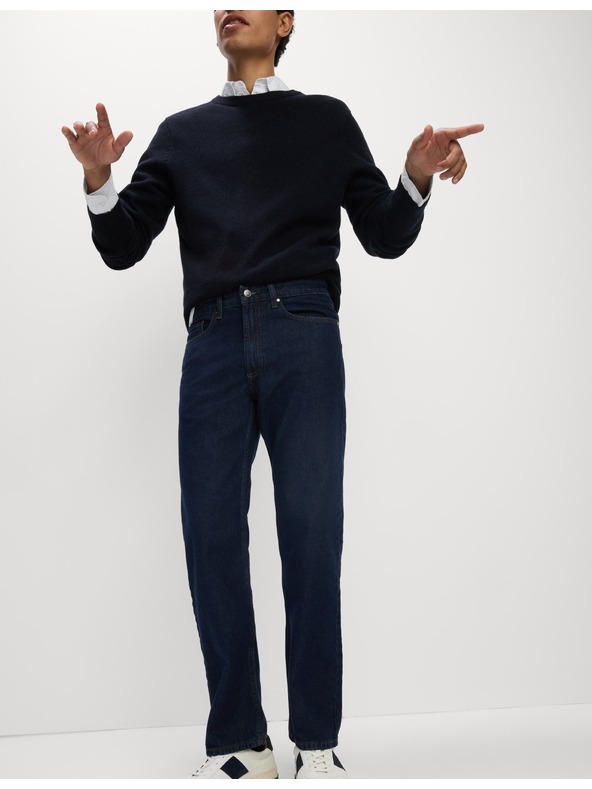 Marks & Spencer Tmavě modré pánské straight fit džíny Marks & Spencer