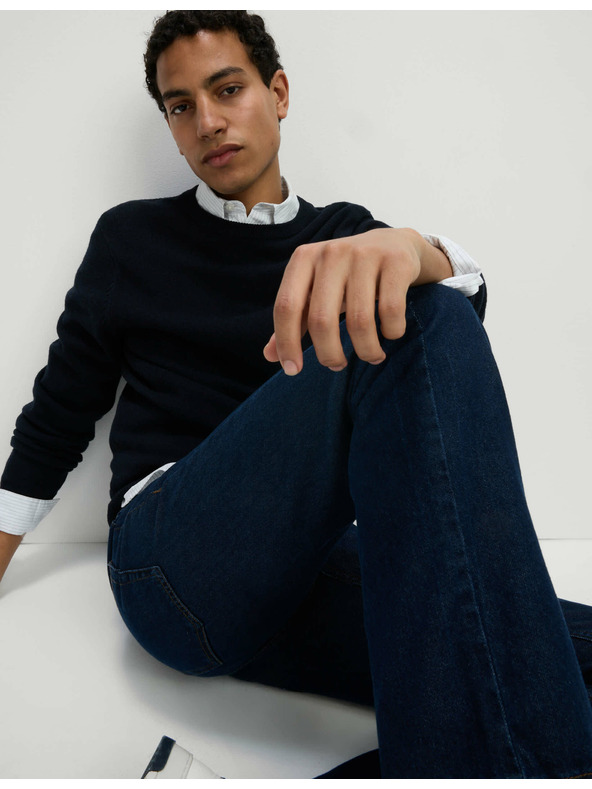 Marks & Spencer Tmavě modré pánské straight fit džíny Marks & Spencer