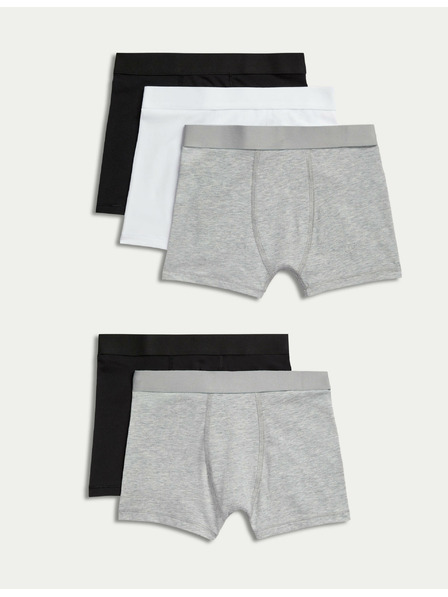 Marks & Spencer Jednobarevné trenýrky s vysokým podílem bavlny (2–16 let), sada 5 ks Marks & Spencer šedá