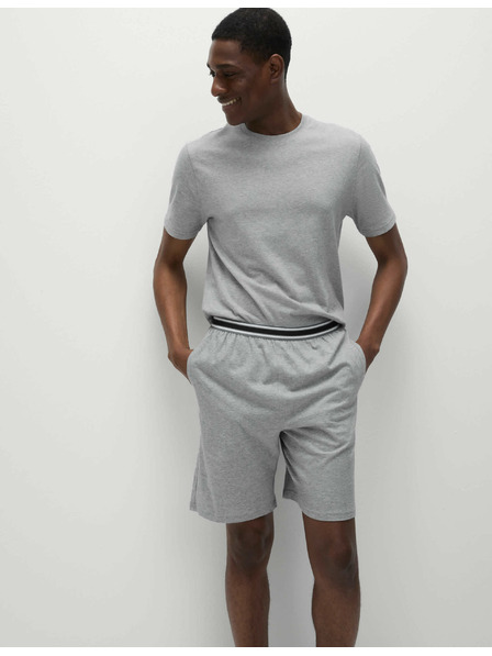 Marks & Spencer Sada dvou kusů šedých pánských čistě bavlněných pyžamových šortek Marks & Spencer