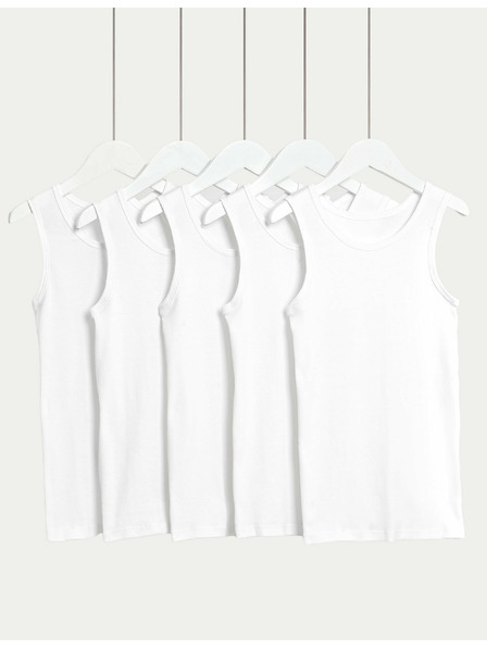 Marks & Spencer Tílka z čisté bavlny, 5 ks v balení (2–16 let) Marks & Spencer bílá