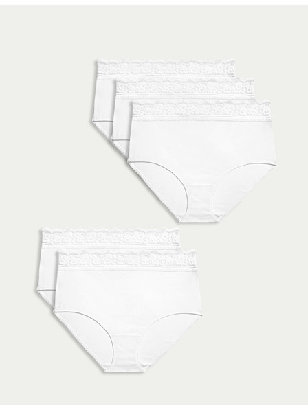 Marks & Spencer Sada pěti dámských kalhotek s krajkovým detailem v bílé barvě Marks & Spencer