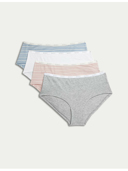 Marks & Spencer Sada čtyř dámských kalhotek v šedé, růžové, bílé a modré barvě Marks & Spencer