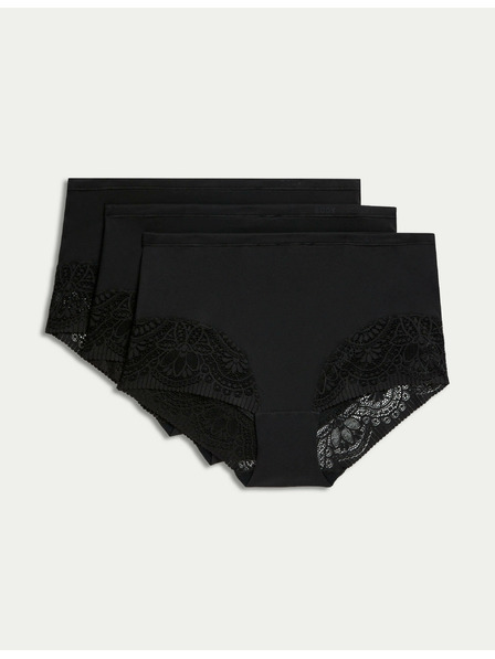 Marks & Spencer Sada tří dámských krajkových kalhotek s vysokým pasem v černé barvě Marks & Spencer