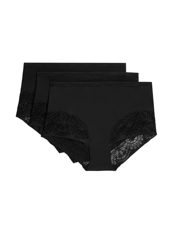 Marks & Spencer Sada tří dámských krajkových kalhotek s vysokým pasem v černé barvě Marks & Spencer