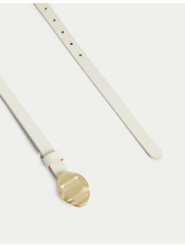 Marks & Spencer Kožený pásek do džínů s přezkou Marks & Spencer smetanová