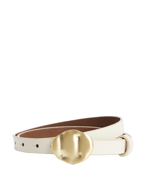 Marks & Spencer Kožený pásek do džínů s přezkou Marks & Spencer smetanová