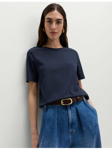 Marks & Spencer Tmavě modré dámské bavlněné basic tričko Marks & Spencer