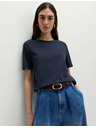 Marks & Spencer Tmavě modré dámské bavlněné basic tričko Marks & Spencer