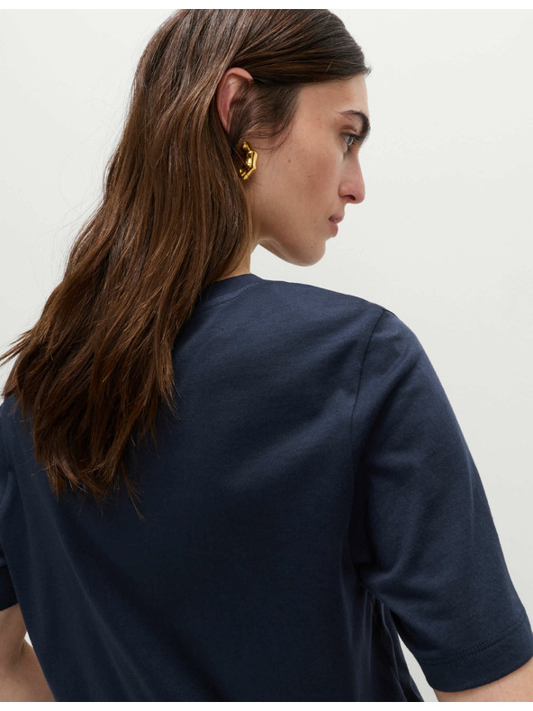 Marks & Spencer Tmavě modré dámské bavlněné basic tričko Marks & Spencer